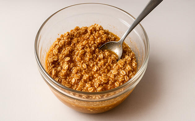 Сухие ингредиенты и жидкая смесь для гранолы