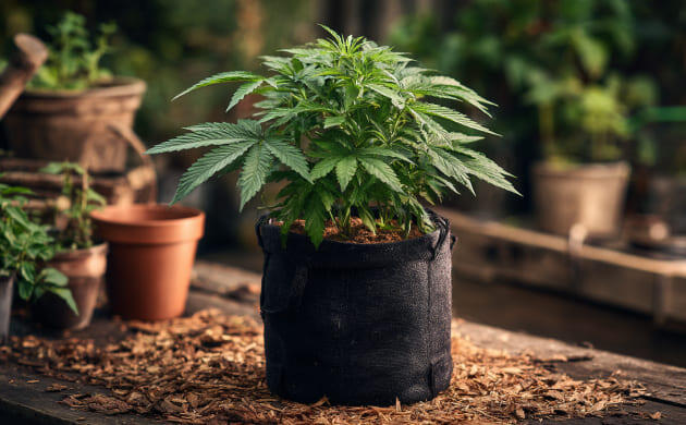 Мульчирование конопли в горшках