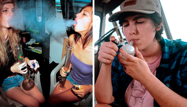 Курение через бонг или баблер